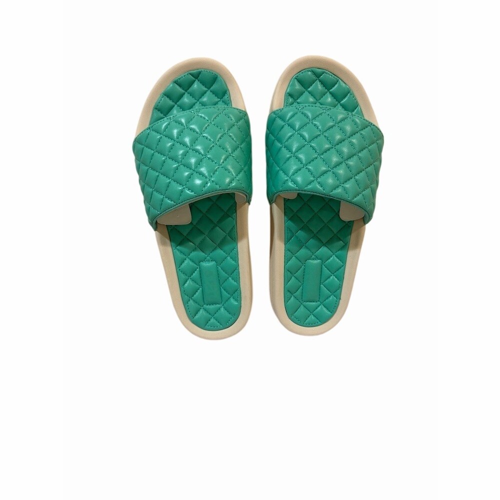 APL Lusso Slides Sandals Womens Size 8 Mint Green Quilted Slip-On w/ Box